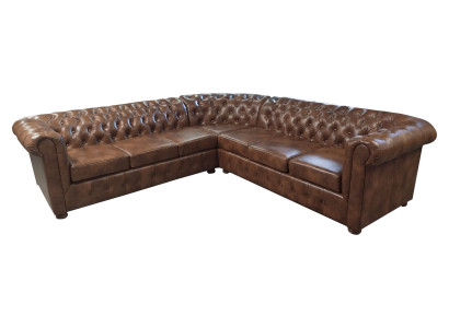Chesterfield hoekbank L-vorm leder woonkamer banken bruin bankstellen hoekbank