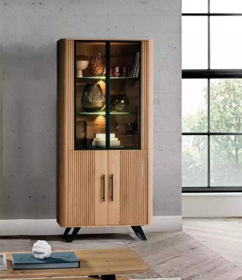 Vitrine meubels woonkamer kast beige glazen vitrinekasten Nieuw