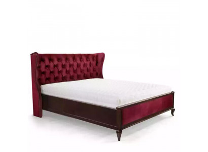 Klassieke Chesterfield-stijl bedden Luxe tweepersoonsbed Houten meubels Rood fluweel