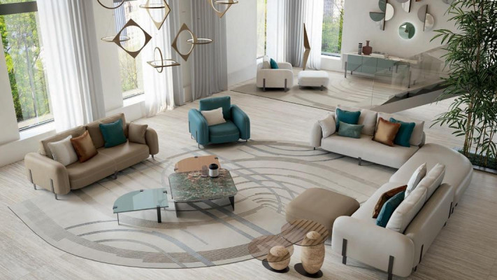Hockerontwerp Hout Italiaanse meubels Luxe woonkamer Voetenbank Bizzotto Nieuw