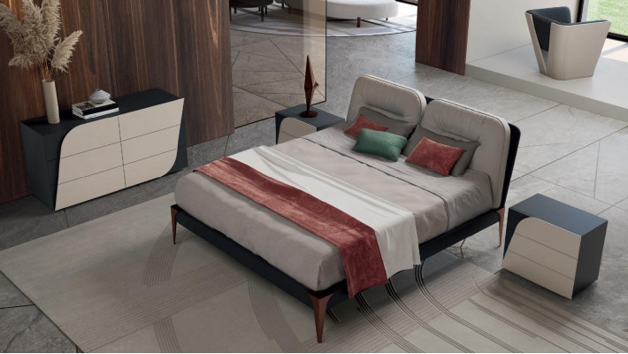 Slaapkamer nachtkastje met 3 laden hout Italiaans meubeldesign Bizzotto