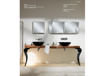 Dubbele wastafelconsoles met ronde wasbakken, luxe badkamermeubels uit Italië.