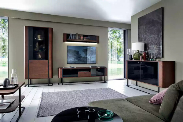Woonkamer tv dressoir tv-standaard lage zijkant woonkamers hout metaal