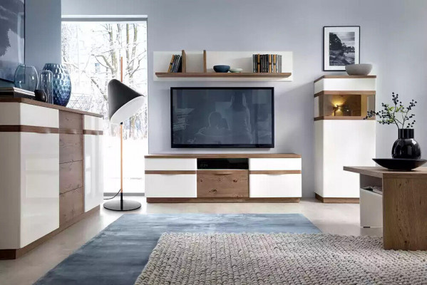 TV standaard tv wand woonwand laagbord wit hoogglans tv standaard
