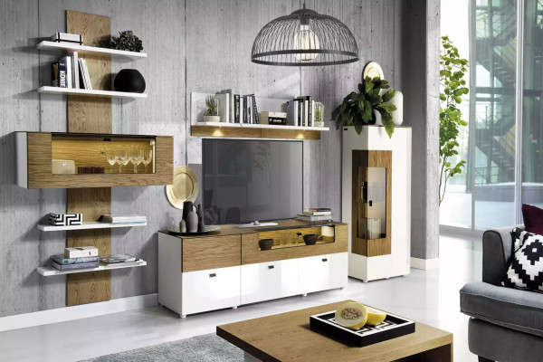 Ontwerp wandkast plank wand rekken woonkamer tv-standaard hout