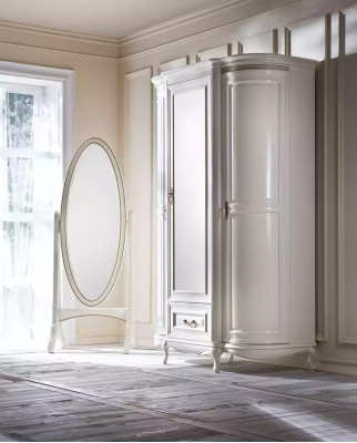 Woonkamer vloerspiegel spiegel houten frame ovaal wit staande spiegel spiegel