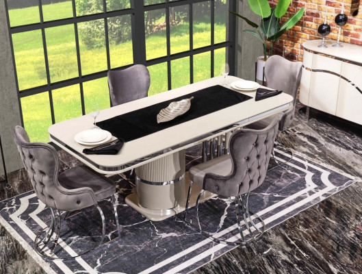 Tafel 6x stoelen 7-delige eetkamer houten eettafel eetkamerset groep ontwerp