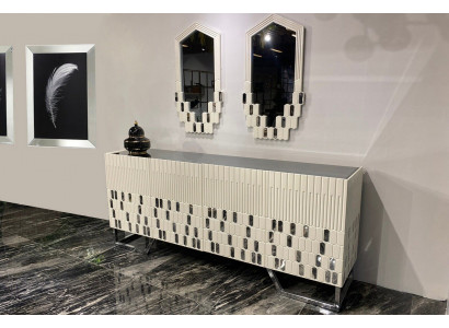 Sideboard 2x Spiegel Eetkamer Design Luxe Meubilair Console Beige Commode