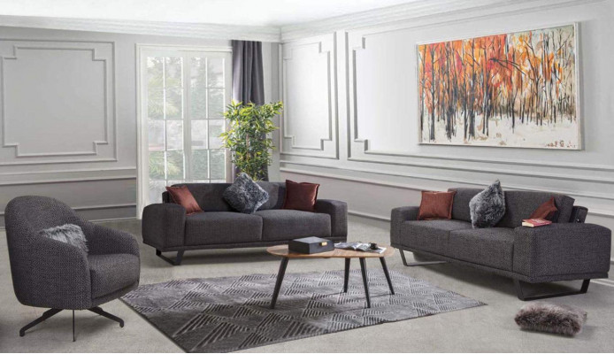 Luxe woonkamerset bestaande uit een 3-delige set in zwart ontwerp.