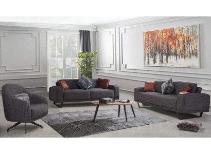 Luxe woonkamerset bestaande uit een 3-delige set in zwart ontwerp.
