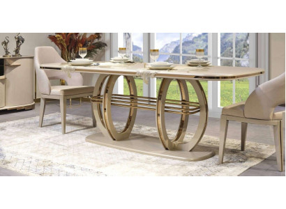 Eettafel Eettafel Eethoek Eetkamer meubilair Tafel Hout Goud Beige