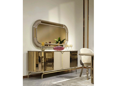 Ontwerper dressoir Goud Beige Spiegel Hout Dressoir Design Meubels Console