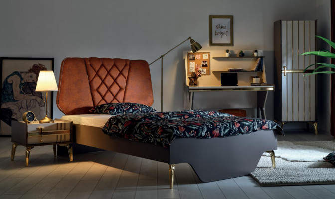 Luxe modern slaapkamermeubilair set bed nachtkastje bureau nieuw