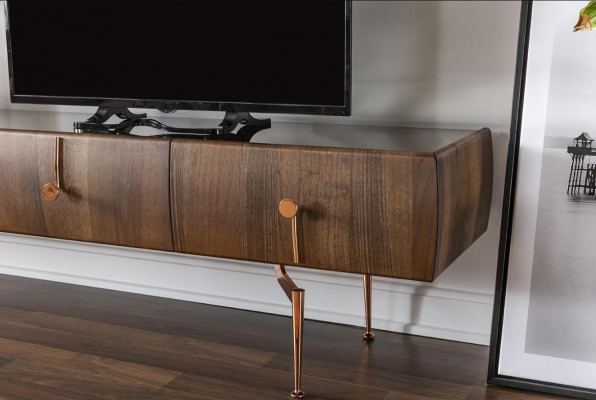 Wandmeubel RTV laag TV-standaard dressoir set bruin houten planken
