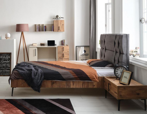 Luxe slaapkamer nachtkastje bedden bed 2-delige complete set design inrichting