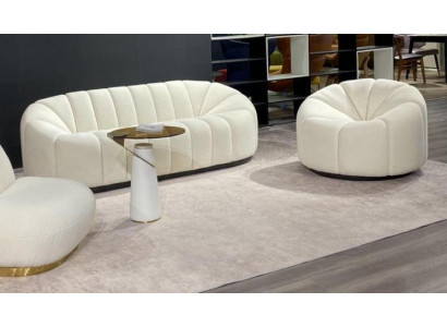 Exclusieve gezellige witte woonkamer 3-zitsbank Modern 2x fauteuil nieuw