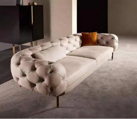 Bankstel 3-zits luxe beige gestoffeerde bankstellen Ontwerp Kunstleer nieuw Modern