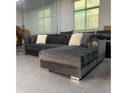 Hoekbank Bank Bankstel Design Bankstellen Woonlandschap Grijs Stof