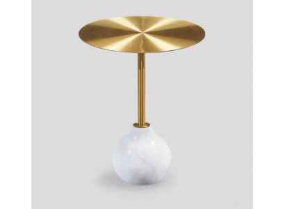 Moderne ronde salontafel van metaal, stijlvol goud bijzettafel nieuw luxueus.