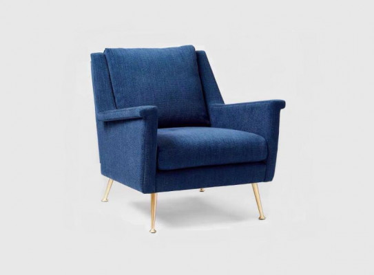 Ontwerp Luxe Blauwe Stoel Fauteuil Bank 1 Zitter Televisiebank Stof Textiel