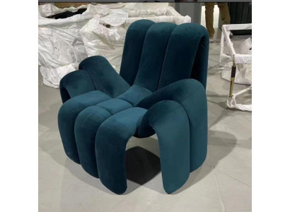 Stijlvolle groene fauteuil, 1-zitsbank, modern luxe fauteuil, textiel nieuw.