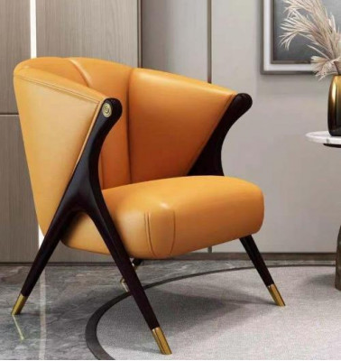 Ontwerp Luxe Oranje Fauteuil Stoel Bank 1 Zitter TV Ligstoel Kunstleer