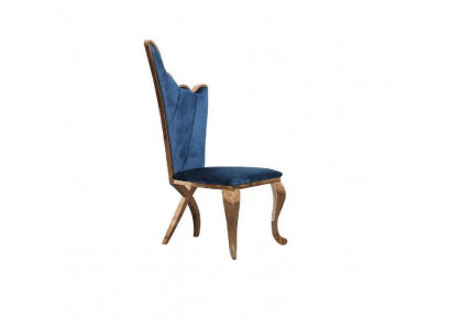 Stijlvolle fauteuil Stoel Blauw Zitting Kussen Ontwerp Metaal Textiel Modern Stijl