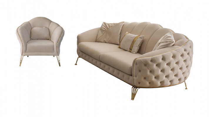 Woonkamer Complete set 3-delig Modern Driezitsbank Bank Luxe 2x Fauteuil