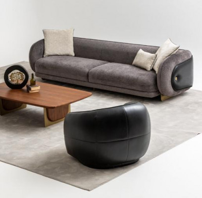 Luxe bankstel Bank Grijs Set banken 4 3 1 zitsbank 3-delig set Bekleding