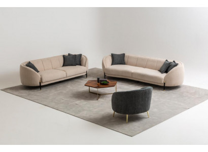 Bankstel 4 3 1-zits woonkamer compleet bankstel set Beige Modern Set