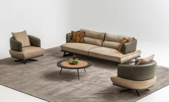 Woonkamer Modern Bankstel Designer Bankstel Zitgroep Bekleding 3-zits 2x Fauteuil