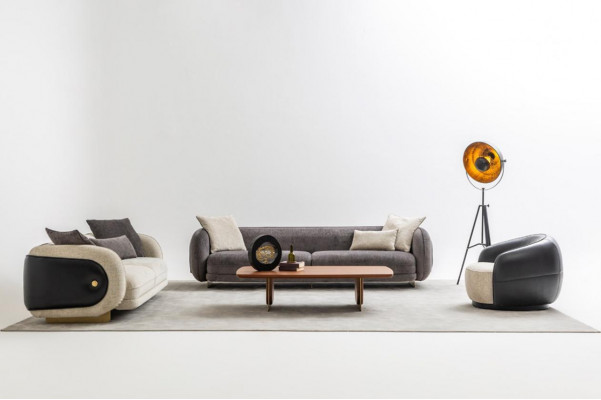 Luxe bankstel Bank Grijs Set banken 4 3 1 zitsbank 3-delig set Bekleding