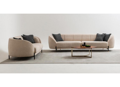 Moderne Bank 3-zits Beige Hoogwaardige Gestoffeerde Bankstellen Design Textiel Nieuw