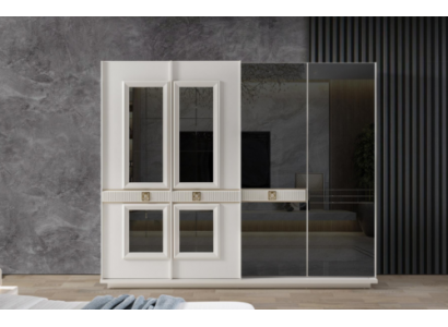 Robuuste witte kledingkast slaapkamer ontwerpkast glazen kast