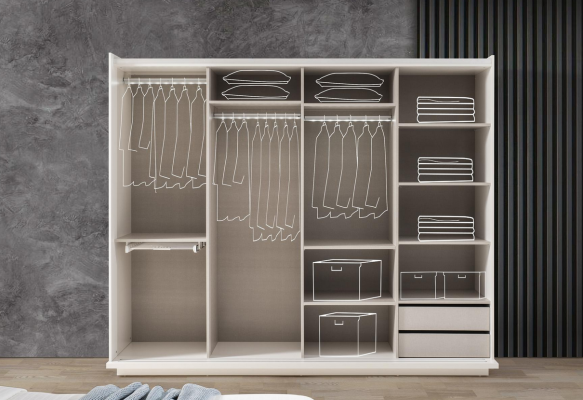 Robuuste witte kledingkast slaapkamer ontwerpkast glazen kast