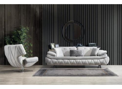 Woonkamerset 2-delig. 3-zitsbank met fauteuil Modern Design Stoffen Bankstellen.