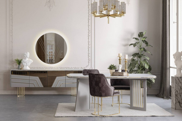Eetkamerset Moderne eetkamerset Eettafel 4x Stoelen Dressoir Set