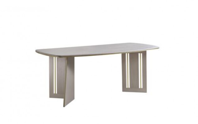 Beige eettafel Moderne houten meubels Halfovale tafel Designer eettafel