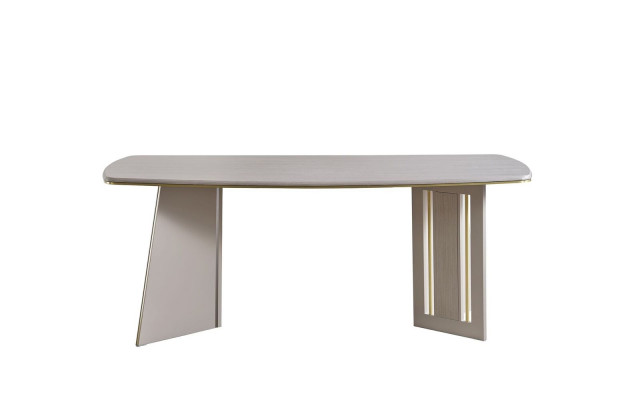 Beige eettafel Moderne houten meubels Halfovale tafel Designer eettafel