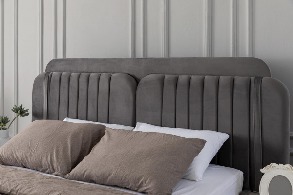 Moderne slaapkamer set, tweepersoonsbed, nachtkastje, kledingkast, luxe