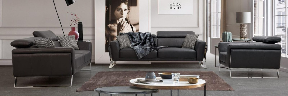 Ontwerper kunstleren bankstel 2x driezits Luxueuze fauteuil 3-delig