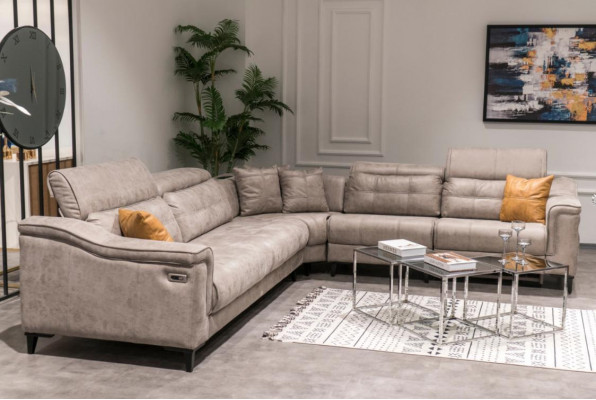 Robuuste Grijze Hoekbank Woonkamer L-Vorm Leren Bank Designer Banken