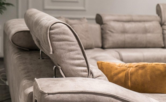 Robuuste Grijze Hoekbank Woonkamer L-Vorm Leren Bank Designer Banken