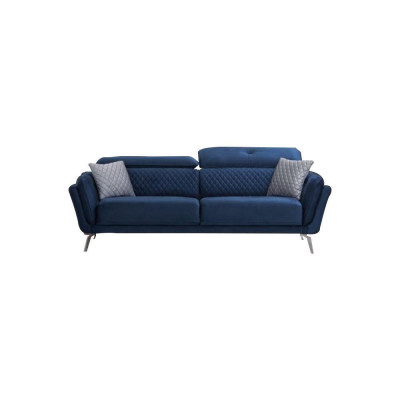 Ontwerper Gewatteerde Bankstel Blauw-Grijze Stoffen Bankstel Luxe 2x 3-Zits