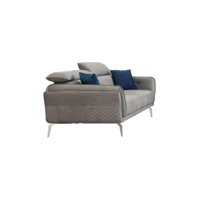 Ontwerper Gewatteerde Bankstel Blauw-Grijze Stoffen Bankstel Luxe 2x 3-Zits