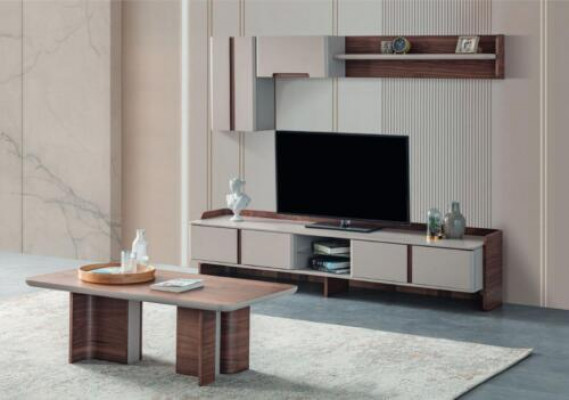 Stijlvolle woonkamer wandset Designer tv-standaard houten salontafel