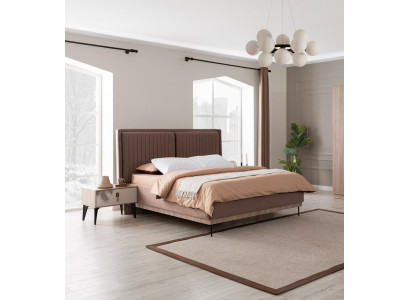 Bruin tweepersoonsbed designer slaapkamer meubels gestoffeerde luxe bedden