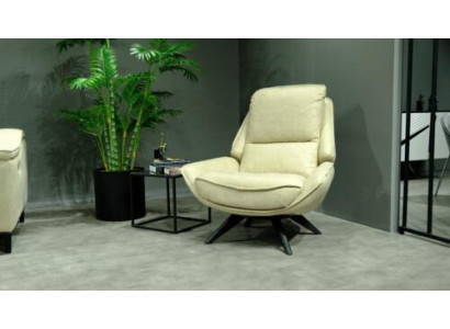 Beige leren fauteuil Woonkamer Clubsessel Ontwerp Éénzitter Luxe meubels
