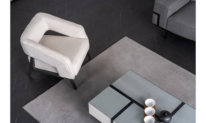 Modern woonkamerset bestaat uit 2 banken + fauteuil en salontafel 4-delig.
