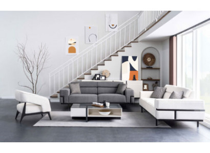 Modern woonkamer set bestaande uit 2 banken en een fauteuil, nieuwigheid 3-delig.